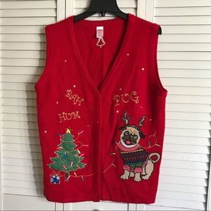 Pug ugly Christmas sweater vest